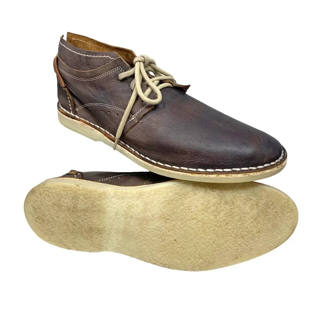 Cinti Dark Distressed Leather 6  Eyelet‎ Handmade Chukka Boots
